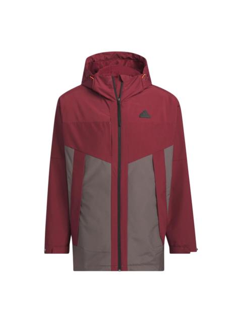 adidas City Escape Blocking Jacket Asia Sizing 'Red Grey' JE8577