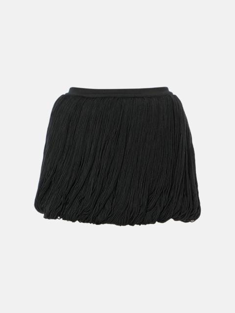 Fringed wool miniskirt