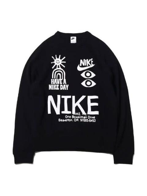 Nike Men's Nike Logo Round Neck Printing Long Sleeves Pullover Black DQ4170-010
