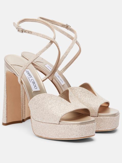 JIMMY CHOO Karli 125 glitter platform sandals