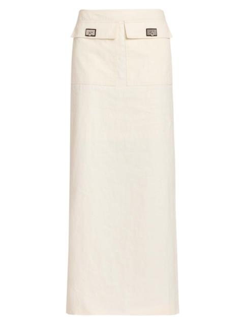 FERRAGAMO Women's Linen Maxi Skirt - Mascarpone Off White