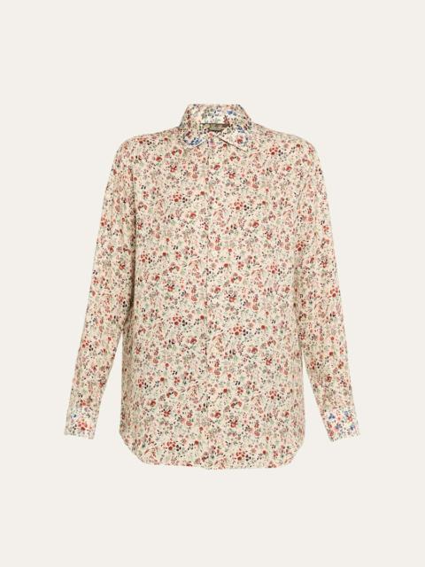 Loro Piana Thea Floral-Print Silk Button-Down Shirt