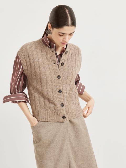 Mohair, cotton and wool dazzling cable cardigan
