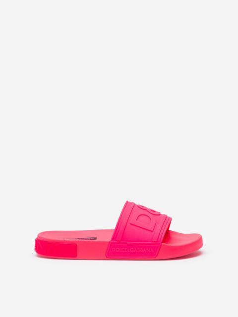 Dolce & Gabbana Fluorescent rubber beachwear sliders with D&G logo