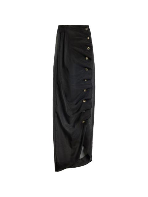 A.W.A.K.E. MODE button-embellished midi skirt