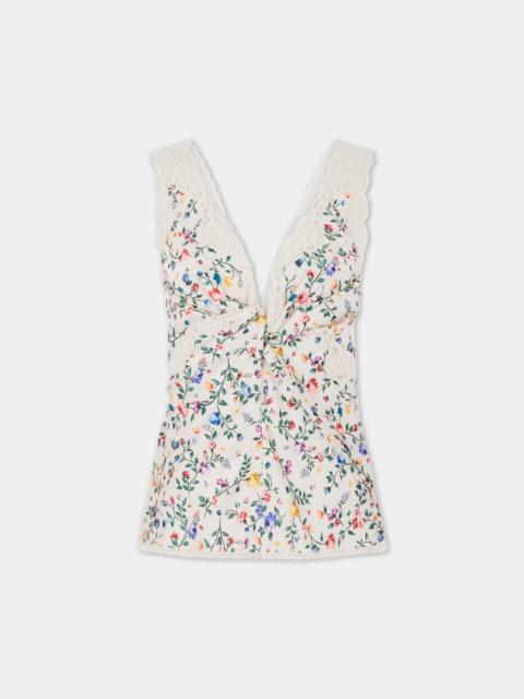 rabanne FLORAL PRINTED CREAM TANK TOP