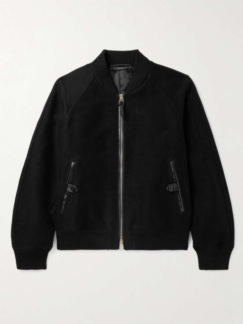 TOM FORD Leather-Trimmed Cotton Bomber Jacket