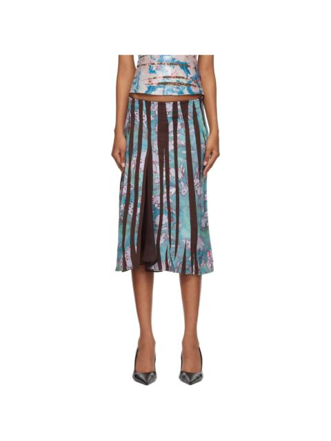 Diesel Blue & Brown O-Lima Midi Skirt