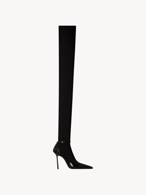 SAINT LAURENT LEE OVER-THE-KNEE BOOTS IN LEATHER AND JERSEY