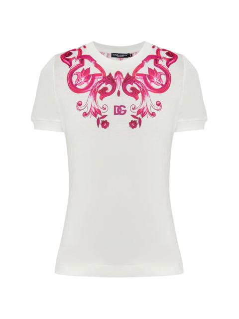 Majolica-print jersey T-shirt