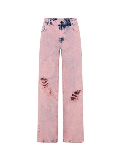 ONE TEASPOON Low Riders Low Waist Wide Leg Denim Jeans - Pink Haze