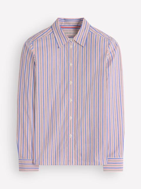 BODEN The New Sienna Cotton Shirt-Blue, Jam Red Stripe