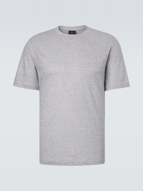 Brioni Striped linen and cotton T-shirt