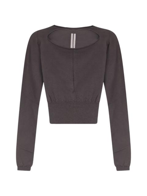 Rick Owens cropped ribbed-trim sweater