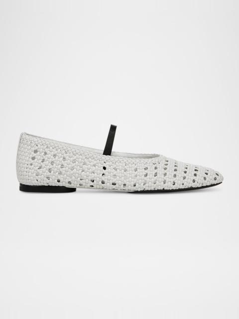 Vince Vivian Crochet Leather Mary Jane Ballerina Flats