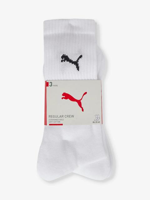 PUMA Branded mid-calf cotton-blend pack of three socks