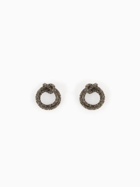 EMPORIO ARMANI Hoop earrings covered in rhinestones and micro studs