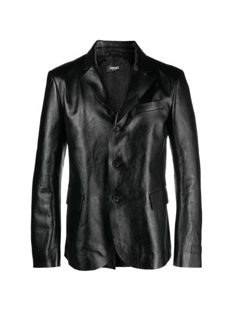 VERSACE single-breasted leather blazer