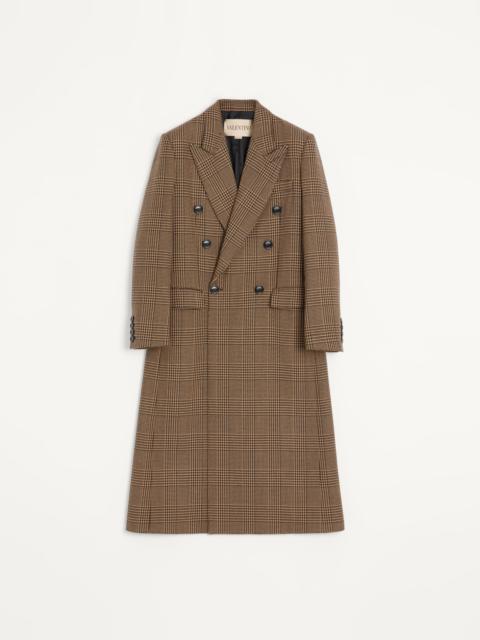 Valentino VALENTINO DOUBLE-BREASTED WOOL COAT WITH GLEN PLAID PATTERN