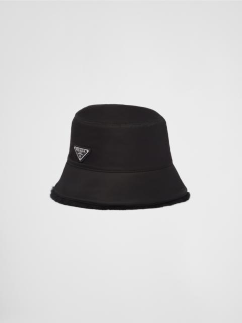 Re-Nylon and shearling bucket hat