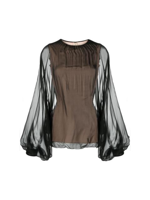 sheer silk-chiffon blouse