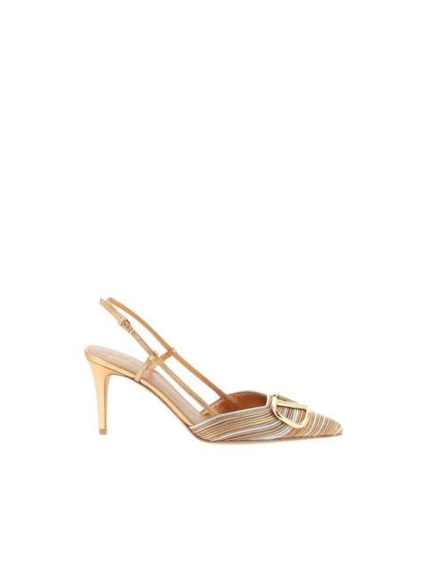 Valentino laminated V-logo signature slingback heeled pumps