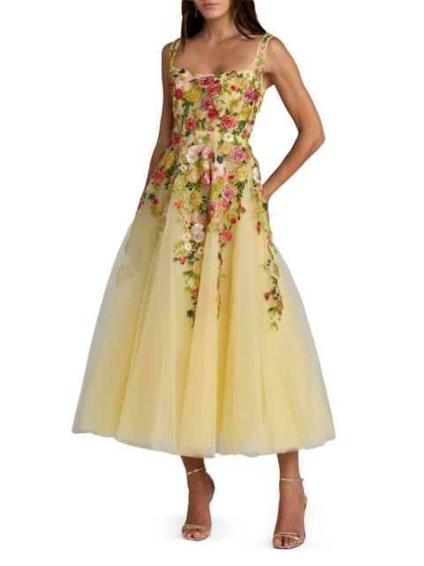 MAC DUGGAL Women's Floral-Embroidered Tulle Cocktail Dress - Butter Multi