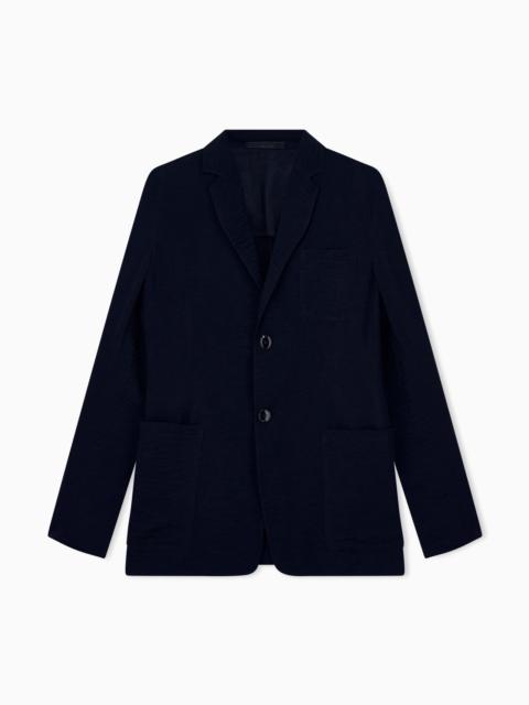 GIORGIO ARMANI BLAZER REGULAR FIT IN MICRO JACQUARD CHEVRON CUPRO