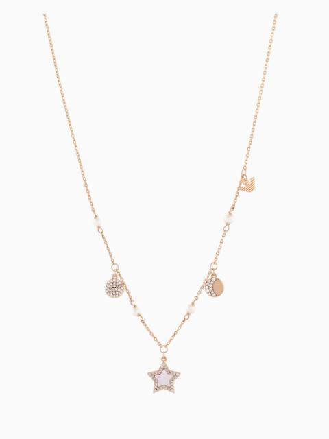 EMPORIO ARMANI ROSE GOLD-TONE BRASS STATION NECKLACE