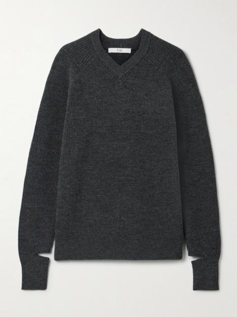 Tibi Cutout Ribbed Wool-blend Sweater