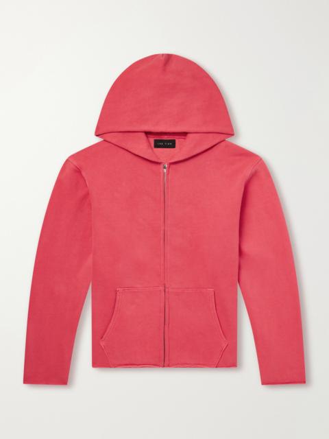LES TIEN Garment-Dyed Distressed Cotton-Jersey Zip-Up Hoodie