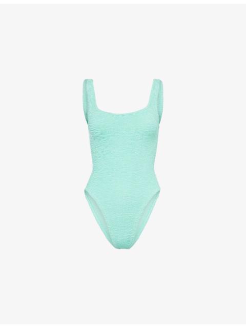 Hunza G Square-Neck Seersucker Swimsuit