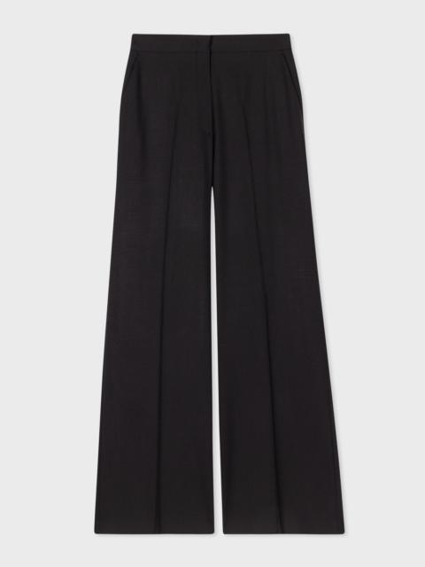Paul Smith Black Wool Hopsack Wide-Leg Trousers