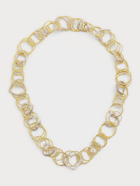 Buccellati 18K Yellow Gold Hawaii Short Necklace with White Gold Diamond Hearts