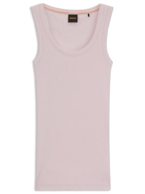 STRETCH-COTTON SLIM-FIT TOP WITH RIBBED STRUCTURE