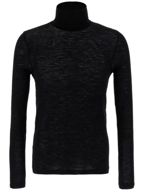 SAINT LAURENT Cassandre-embroidered roll-neck jumper