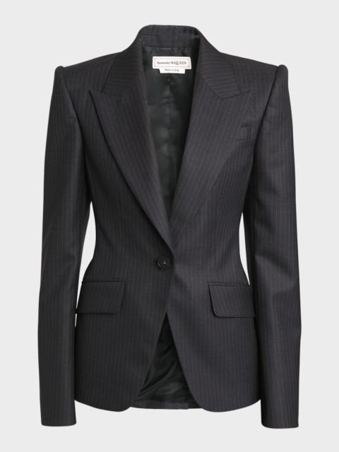 Alexander McQueen Seamed Wool Pinstripe Blazer Jacket