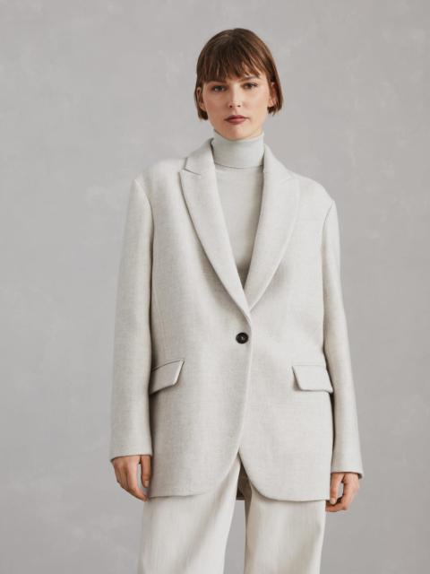 Brunello Cucinelli Hand-finished cozy cashmere double cloth blazer with monili