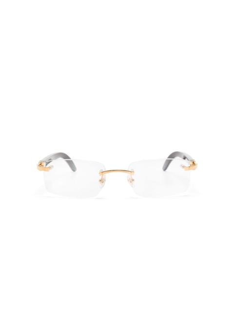 rectangle-frame rimless glasses