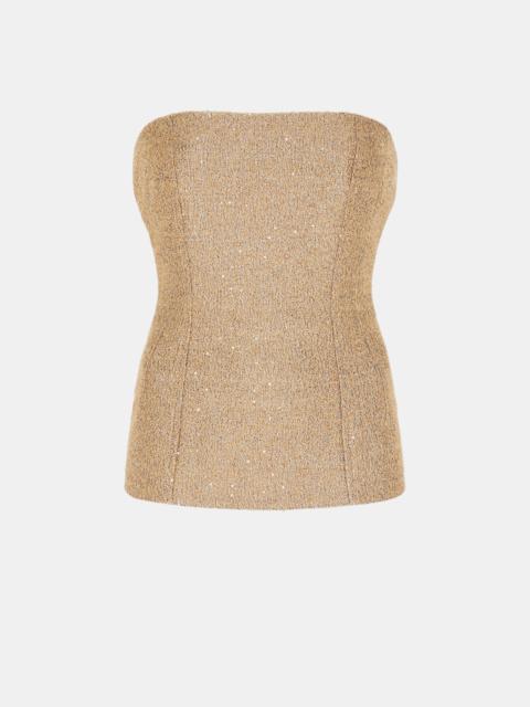 EMILIA WICKSTEAD Kerina Top In Gold Sequin Tweed