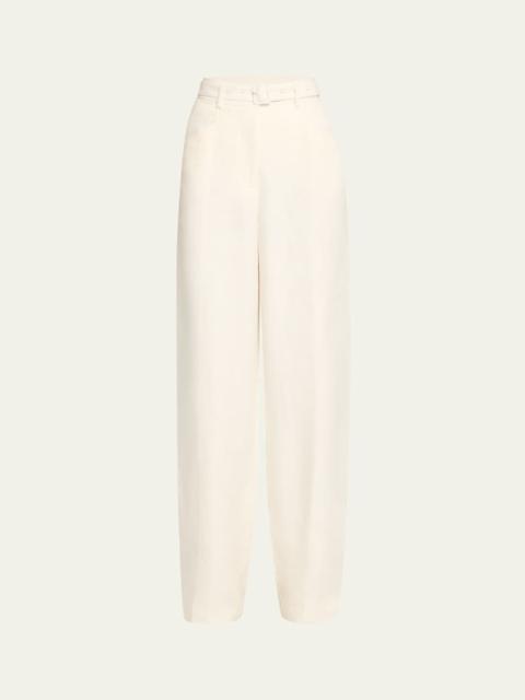 GABRIELA HEARST Norman Belted Linen Twill Straight-Leg Pants