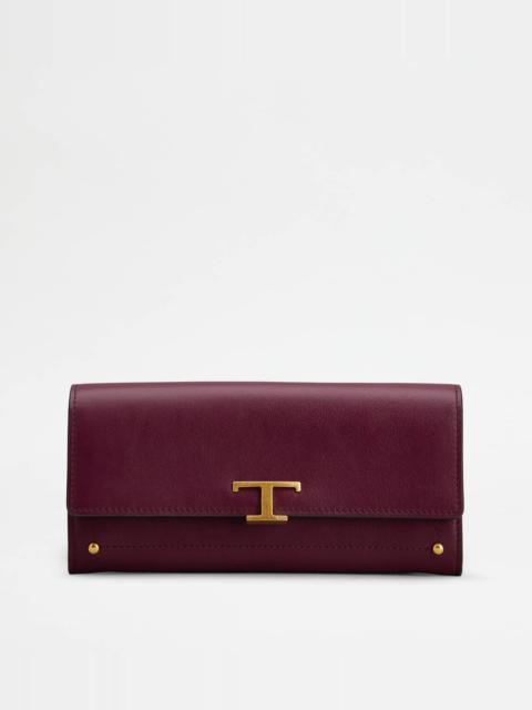 Tod's T TIMELESS WALLET IN LEATHER - BURGUNDY