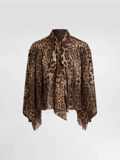 Dolce & Gabbana Leo-print silk chiffon shirt