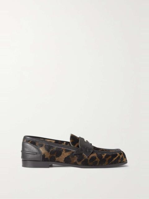 Christian Louboutin Penny Donna embellished leather-trimmed leopard-print goat hair loafers