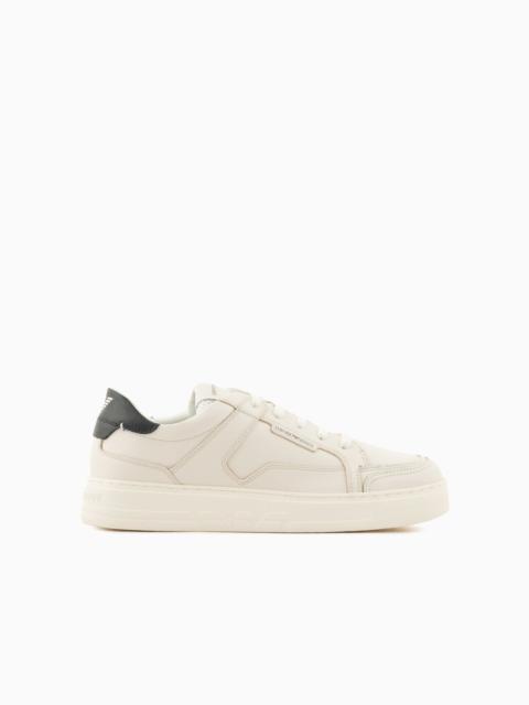 EMPORIO ARMANI Hammered-leather sneakers