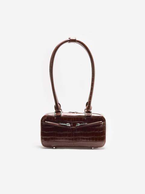 self-portrait Brown Croc Leather Mini Shoulder Bag