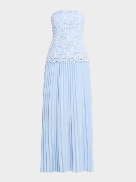 GENERATION LOVE Cody Pleated Lace Strapless Dress