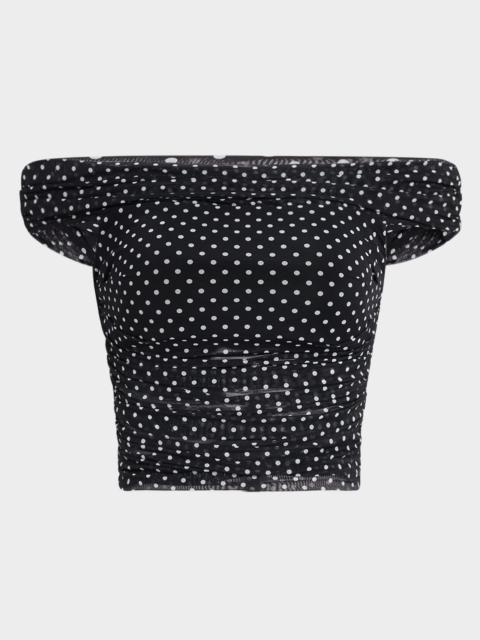 Alice + Olivia Isadola Folded Off-Shoulder Ruched Top