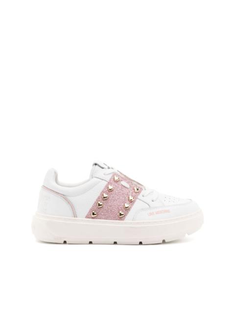 heart-stud lace-up sneakers