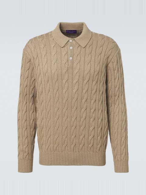 Ralph Lauren Cable-knit cotton and silk polo sweater